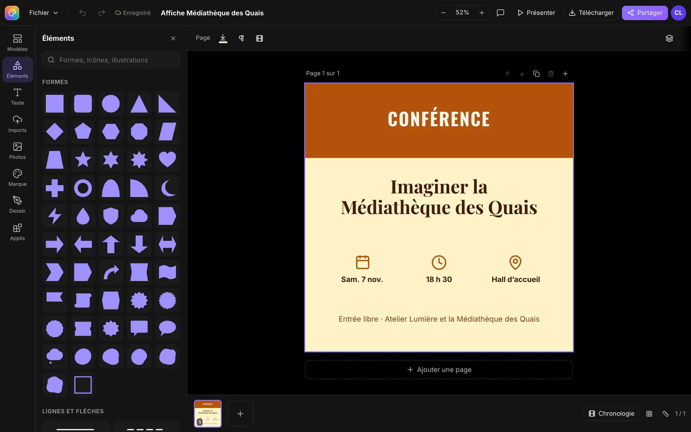 Éditeur Woosool Loon avec une affiche d’événement